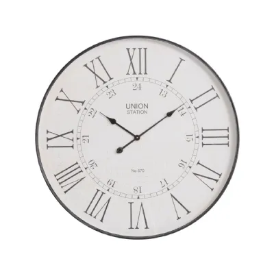 Antique Black Iron Round Wall Clock 80cm Diameter