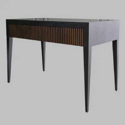 Black Wooden Chocolate Patterned 2 Drawer Desk