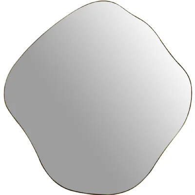 Irregular Wavy Design Metal Wall Mirror in Gold Finish