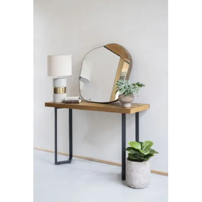 Aged Champagne Gold Irregular Shaped Metal Wall Mirror