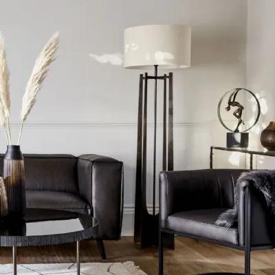 Gilded Oak Hammered Iron Floor Lamp with Irish Linen Shade