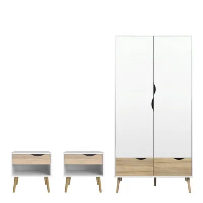 Oslo 3 Piece Bedroom Set White & Oak