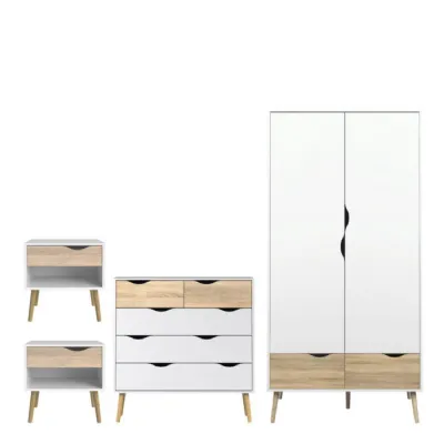 Oslo 4 Piece Bedroom Set White & Oak