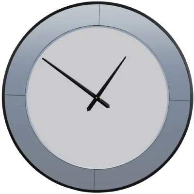 Grey Smoked Glass Mirrored Two Tone Round Wall Clock 90cm