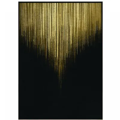 Large Golden Rain Foiled Canvas Wall Art