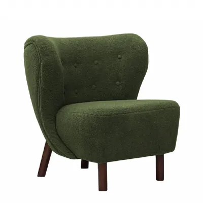Green Boucle Upholstered Wingback Accent Chair