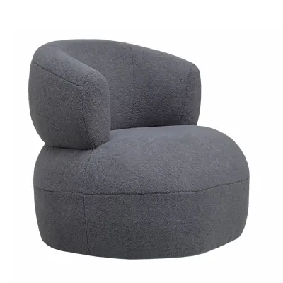 Grey Boucle Upholstered Occasional Chair Black Contrast Feet