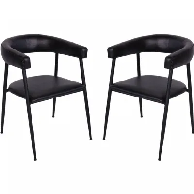 Charcoal Leather Dining Chairs (Pair)