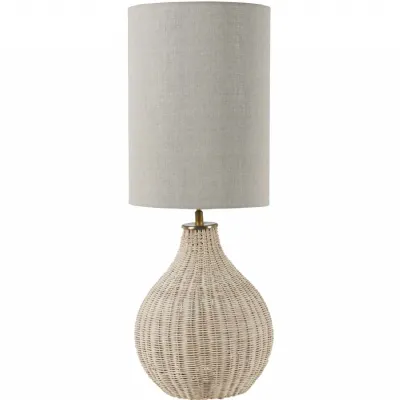 Natural Rattan Lamp with Drum Shade Large
