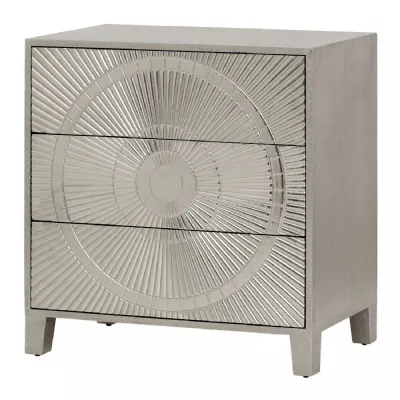 Silver Metal Three Drawer Chest