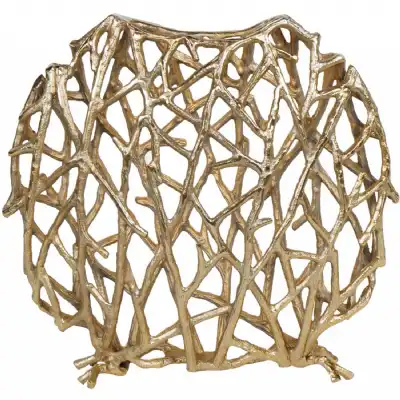 Twig Sculpture Disc Vase Gold