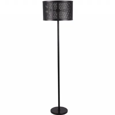 Black Metal Tall Floor Lamp with Mesh Shade