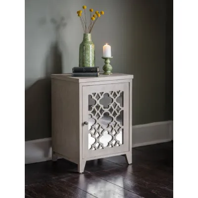 Grey Wooden Mirrored Sidetable
