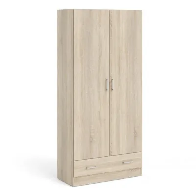 Space Wardrobe with 2 Doors + 1 Drawer in Oak 1750