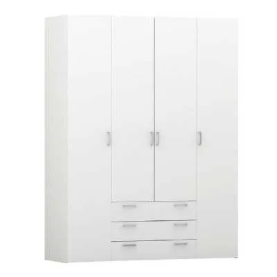 Large White 4 Door Wardrobe