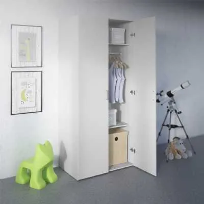 Simple White 2 Door Double Wardrobe