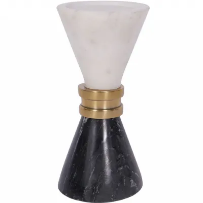 Ravello White & Black Mable Candle Holder 25cm