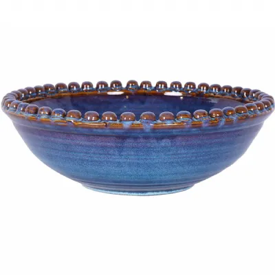 Mediterranean Reactive Glaze Ceramic Bowl Blue