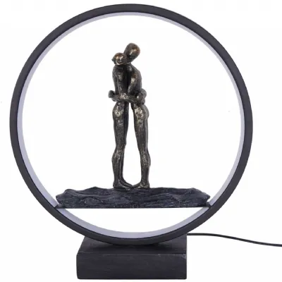 Hugging Couple LED USB Light Sculpture in Bronze Finish