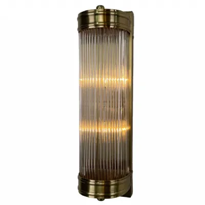Brass Iron Wall Lamp with Glass Rod Detail
