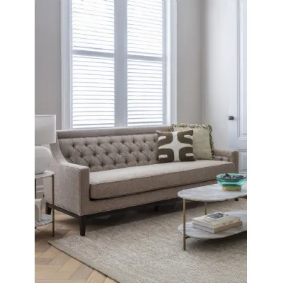 Dark Taupe Fabric 200cm 3 Seater Sofa with Buttoned Back