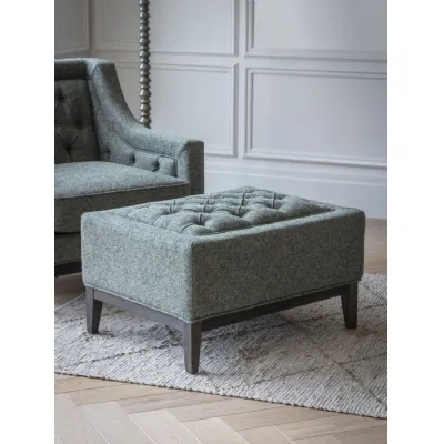 Forest Green Fabric Deep Buttoned Top Stool