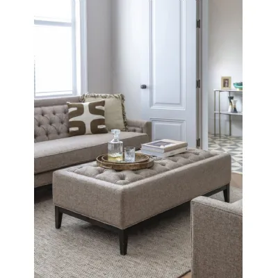 Taupe Fabric 140cm XL Ottoman with Button Detailing