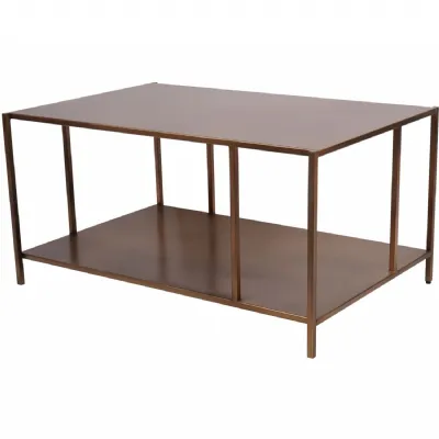 Brushed Champagne Iron Coffee Table with Shelf