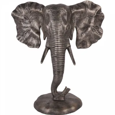 Antique Grey Nickel Cast Aluminium Large Elephant Sculpture