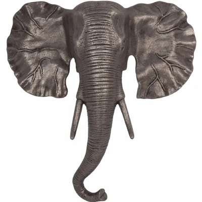 Metallic Antique Gold Aluminium Large Elephant Head Wall Art