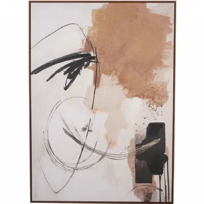 Neutral Black Brown Canvas Large Framed Wall Art