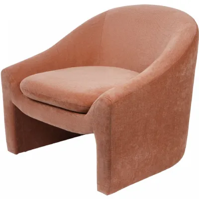 Pink Chenille Fabric Accent Chair with Wrap Around Back