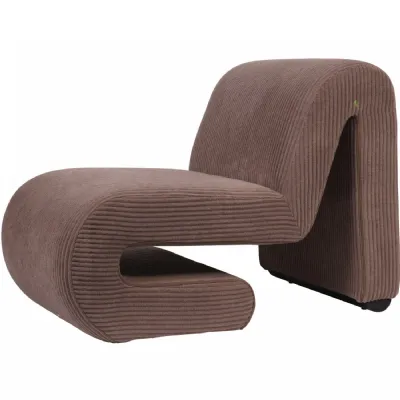 Brown Corduroy Accent Chair with Curved S Frame