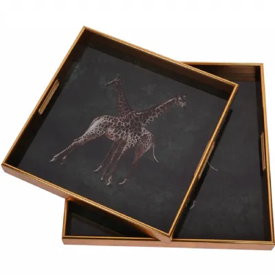 Giraffe Decorative Set of 2 Nesting Trays