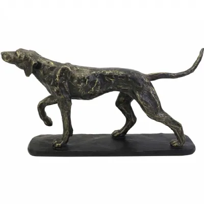 Bronze Hunter Dog Sculptural Ornament on Plinth