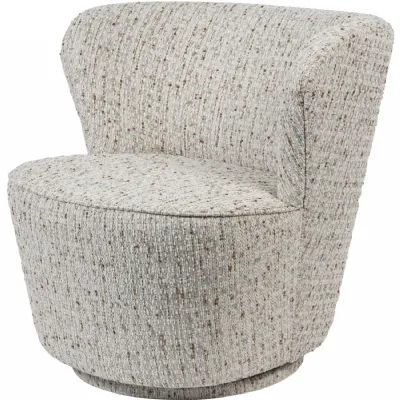 Cream Velvet Fabric Textured Swivel Chair