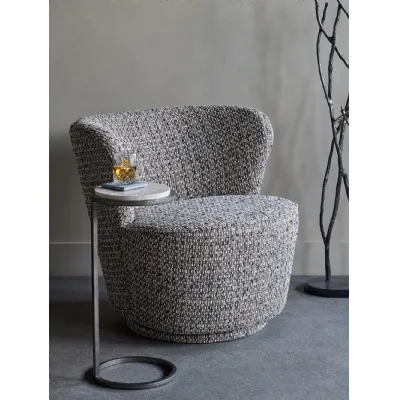 Mocha Velvet Fabric Textured Swivel Chair