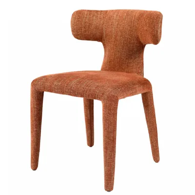 Brown Woven Fabric Curved Back Dining Chair