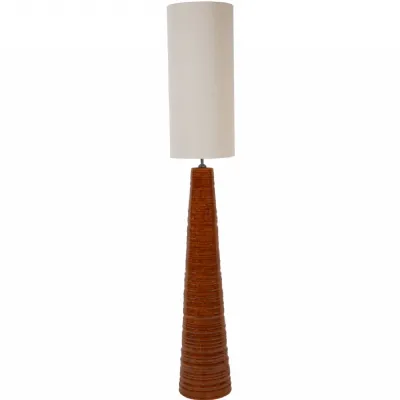 Terracotta Ceramic Tall Floor Lamp Neutral Shade E27 60W