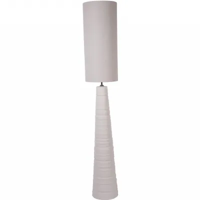 White Ceramic Ribbed Glazed Tall Floor Lamp E27 60W