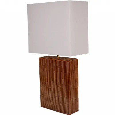 Brown Terracotta Ridged Glazed Ceramic Table Lamp E27 60W