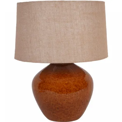 Large Terracotta Ceramic Lamp with Hessian Shade E27 60W