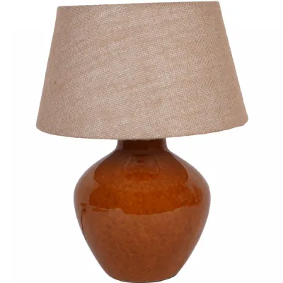 Aubrey Terracotta Ceramic Lamp With Hessian Shade Small E27 60W
