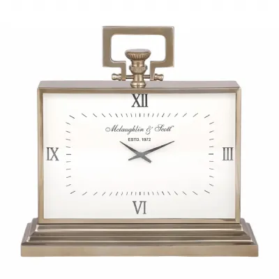 Brass Aluminium Rectangular Mantel Clock Roman Numerals