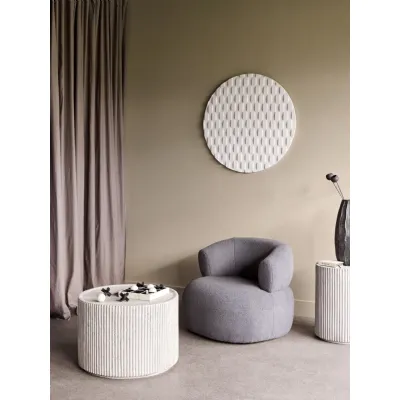 Ribbed Stone Effect Small Round Coffee Table
