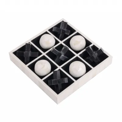 Farnham Off White and Black Bone Horn Inlay Noughts and Crosses