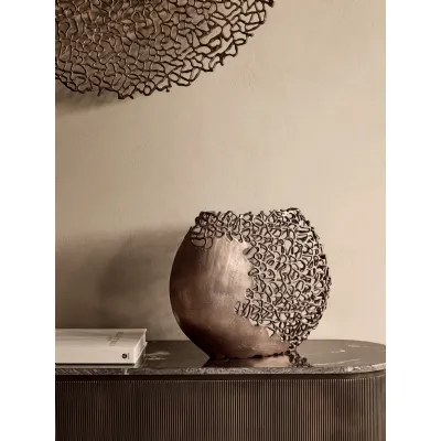 Bronze Aluminium Large Ellipse Vase with Coral Detailing
