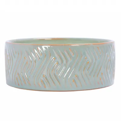 Serena Filled Wax Ceramic Bowl Green Blue, Green
