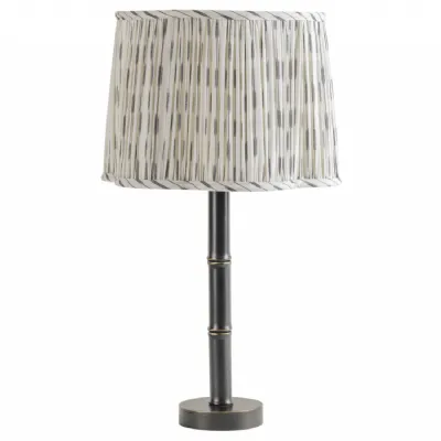 Bamboo Effect Ribbing Table Lamp Gathered Ikat Fabric Shade