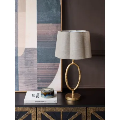 Ronde Table Lamp with Gold and Ivory Linen Shade